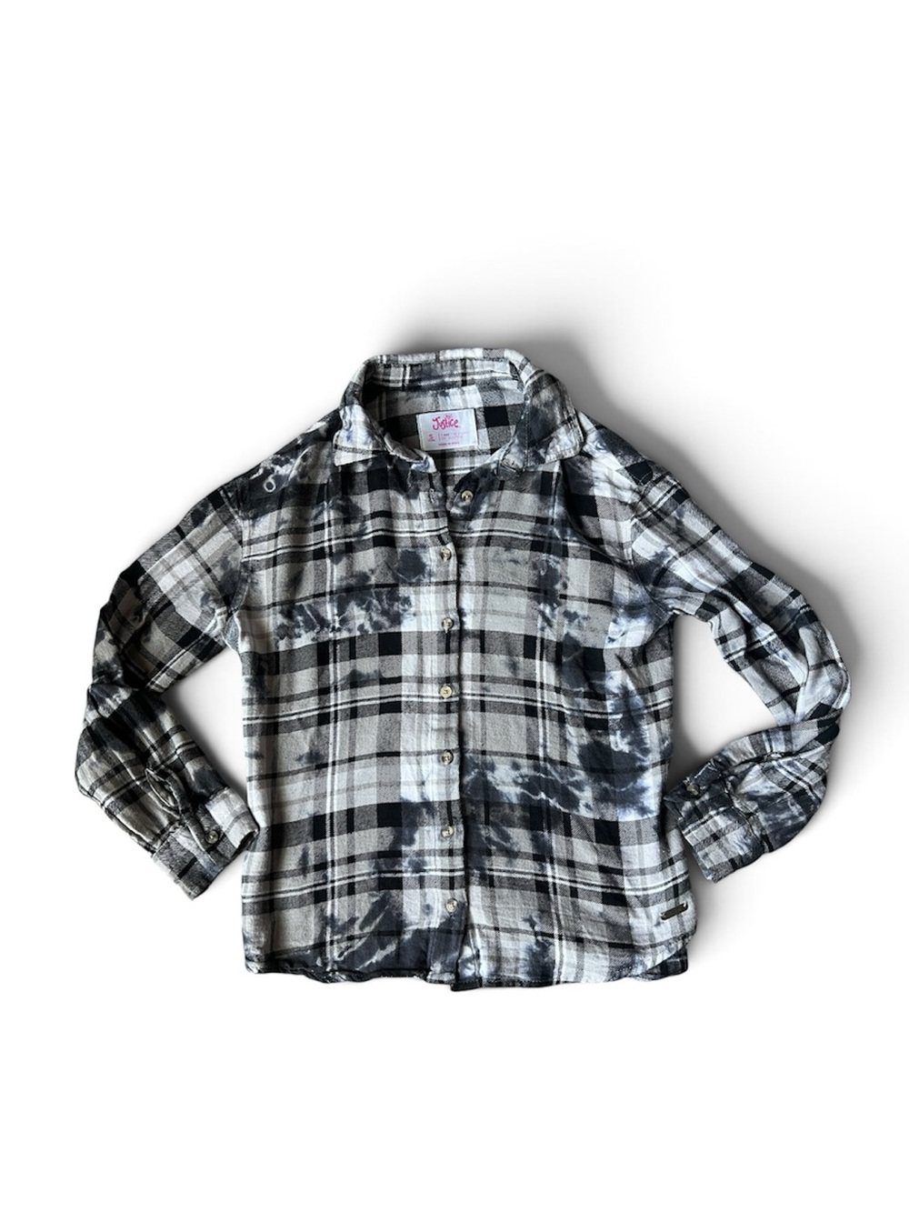 Justice Black & White Plaid Button-Down Shirt
